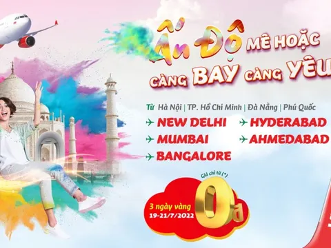 Vé Vietjet siêu tiết kiệm chỉ từ 0đ, bay Ấn độ không chần chừ