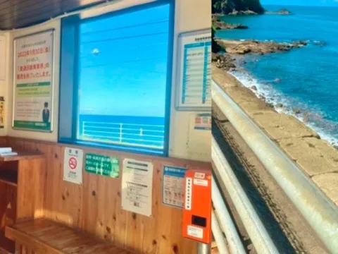 Mê đắm với ga tàu "bên rìa biển xanh" như lạc vào thế giới hoạt hình tại Nhật Bản