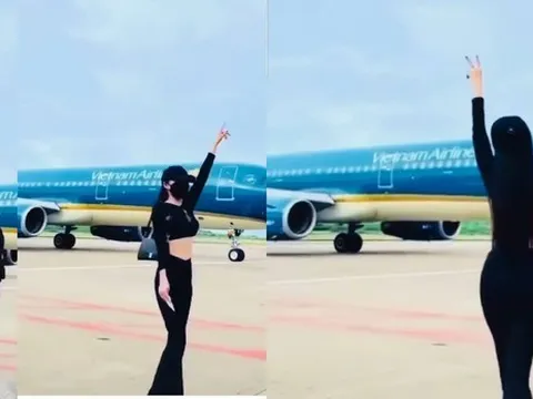 Cô gái nhảy múa trước máy bay đang lăn để quay TikTok bị cấm bay