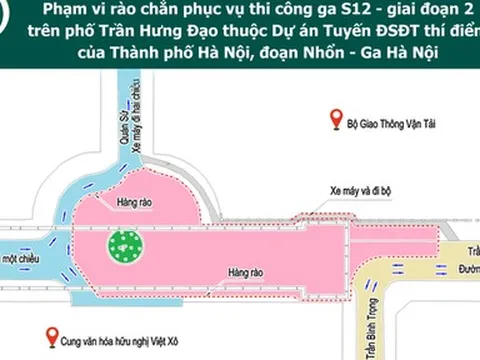 Phân luồng giao thông để thi công ga ngầm S12 Nhổn - ga Hà Nội