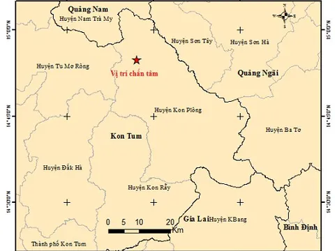 Lại liên tiếp xảy ra 3 trận động đất ở huyện Kon Plông, tỉnh Kon Tum