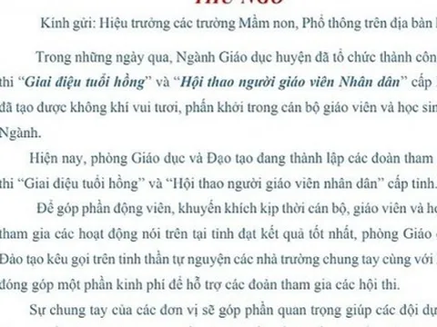 Sau thư ngỏ xin tiền, Phòng GD-ĐT huyện ở Thanh Hóa trả lại tiền cho các trường