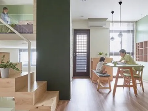 Ngôi nhà 40m² màu xanh matcha với thiết kế tầng lửng xinh yêu của gia đình trẻ