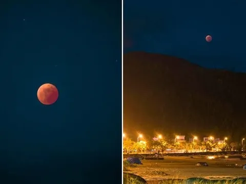 Ảnh: Mặt trăng máu cuối cùng trong năm 2022 tại Việt Nam khiến dân tình thích thú