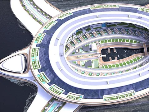 Siêu du thuyền khổng lồ có hình dạng như rùa biển, chứa được 60.000 người, tốn 8 tỷ USD để chế tạo