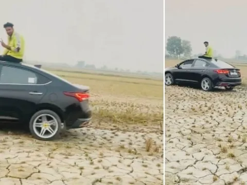 Đem Hyundai Accent đi cày ruộng, chủ xe nhận loạt gạch đá