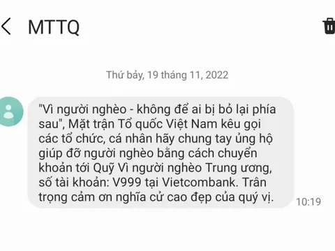 Tin nhắn "Vì người nghèo - không để ai bị bỏ lại phía sau" để ủng hộ người nghèo là chính thống