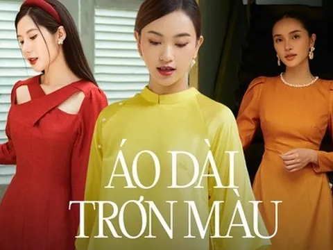 Xu hướng áo dài trơn màu điểm xuyết cách điệu mới lạ, kiêu kỳ cho Tết Quý Mão 2023