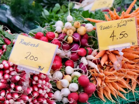 Theo chân người phụ nữ Việt đi chợ nông sản lâu đời của Thụy Sĩ: Hoa quả xanh tươi mơn mởn, gừng bán cả cây nhưng xem giá xong "tháo chạy"