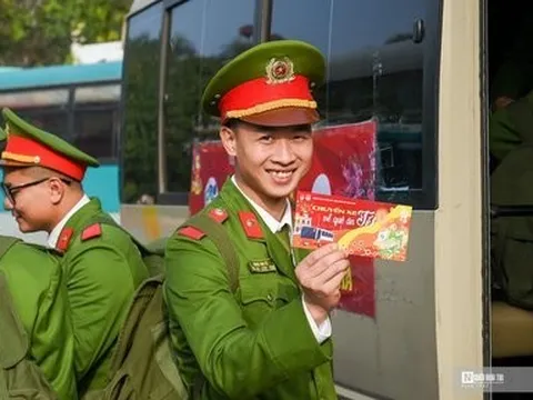 Chuyến xe mùa Xuân đưa hàng trăm học viên CSND về quê đón Tết