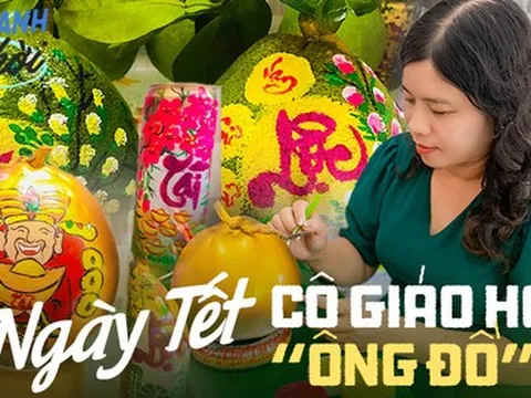 Thức thời mùa Tết: Giáo viên Tiếng Anh trổ tài viết thư pháp lên trái cây và vật phẩm trưng bày ngày Tết mang về "bài toán thu nhập" cực thú vị