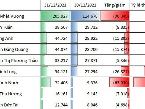 Tài sản các tỷ phú trên sàn chứng khoán thay đổi thế nào trong năm 2022?