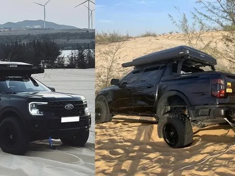 Lái Ford Ranger vào cồn cát Bình Thuận rồi gặp vận đen, chủ xe lạc quan: 'Kẹt lại 1 đêm nhưng vui vì có thêm kinh nghiệm'