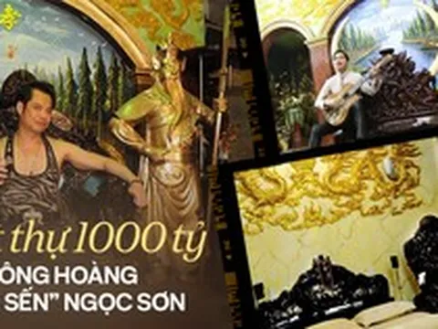 Cận cảnh căn biệt thự dát vàng hơn 100 tỷ của 'Ông hoàng nhạc sến' Ngọc Sơn: Thiết kế kì lạ, có cả bức tượng đúc từ 1000 cây vàng