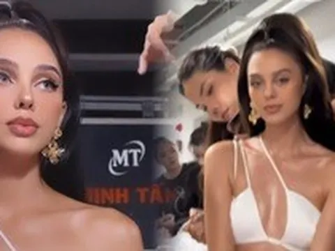 Visual bùng nổ của Dianka - vợ Tây của Bùi Tiến Dũng trong ảnh quay vội ở hậu trường show thời trang