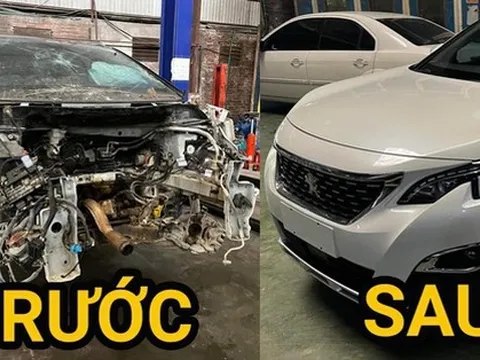 Peugeot 5008 tai nạn nát đầu tưởng chỉ còn nước bán sắt vụn nhưng được thợ Việt 'hồi sinh' trông như mới
