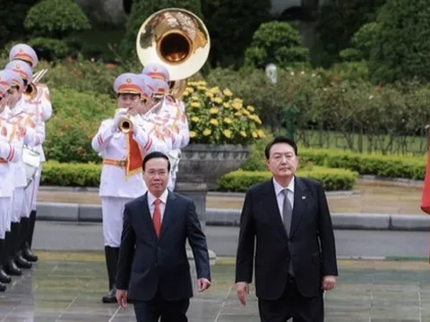 Chủ tịch nước Võ Văn Thưởng chủ trì lễ đón Tổng thống Hàn Quốc Yoon Suk Yeo
