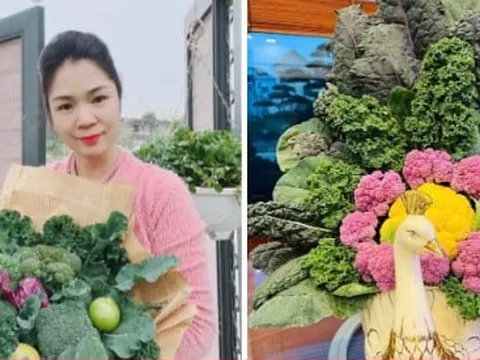 Đã mắt ngắm những bó 'hoa' lạ được cắm từ rau củ vườn nhà của mẹ đảm Quảng Ninh