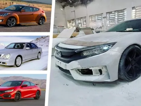 Chiếc xe này rất giống Honda Civic nhưng thực chất là xe Hyundai độ lại, gắn động cơ Mercedes-Benz V8