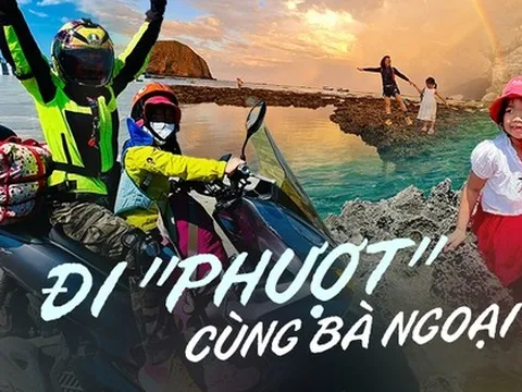 Bà ngoại U60 đưa cháu gái 6 tuổi băng đèo, vượt thác, chinh phục cung đường biển đẹp nhất Việt Nam