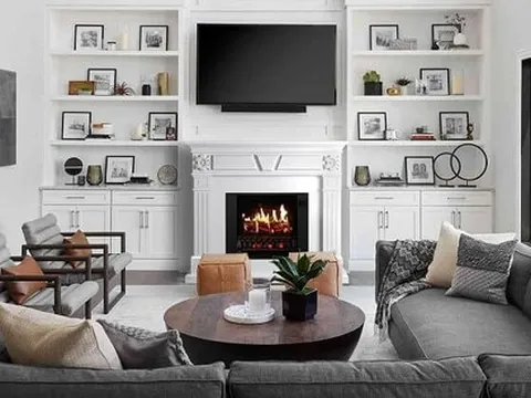 9 cách tạo điểm nhấn bên trong phòng khách bằng thiết kế lò sưởi giả