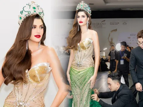 Hoa hậu đẹp nhất thế giới năm 2022 đọ sắc tại chung kết Miss Grand Vietnam 2023: 1 chi tiết trên váy khiến vẻ đẹp sáng bừng