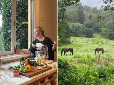 Căn bếp có cửa sổ rộng nhìn ra ngọn đồi và đàn ngựa đang gặm cỏ khiến 11 triệu người ao ước