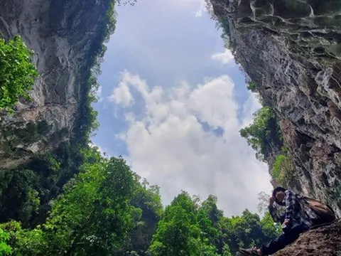 Phát hiện hố sụt ngay ở miền Bắc, du khách thích thú với trải nghiệm 'rơi tự do trong lòng đất' tại đây