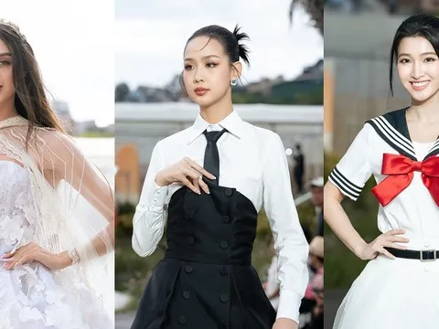 Vợ thủ môn Bùi Tiến Dũng đọ trình catwalk cùng Phương Nhi, Bảo Ngọc tại fashion show