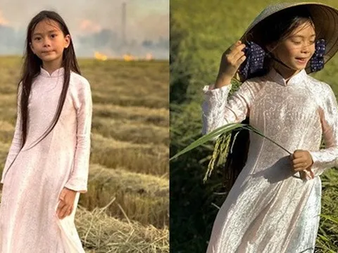 Con gái 9 tuổi của Đoan Trang cao lớn, ra dáng thiếu nữ khi diện áo dài