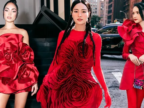 Dàn sao “phủ đỏ" show Đỗ Mạnh Cường tại New York Fashion Week: Lan Ngọc - Hương Giang đọ sắc cùng Miss Universe 2022