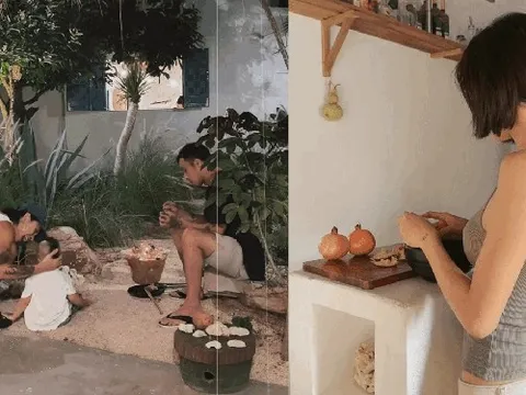 Thú vị gian bếp của vợ chồng Decao - Lâm Minh: Cửa sổ là máy hút mùi, bàn ăn có nơi ngắm cỏ lau