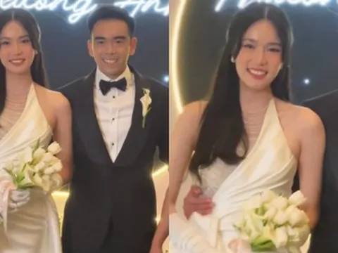Cận nhan sắc Á hậu Phương Anh và chồng tiến sĩ trong hôn lễ: Cô dâu xinh xắn, chú rể có cử chỉ ngọt ngào