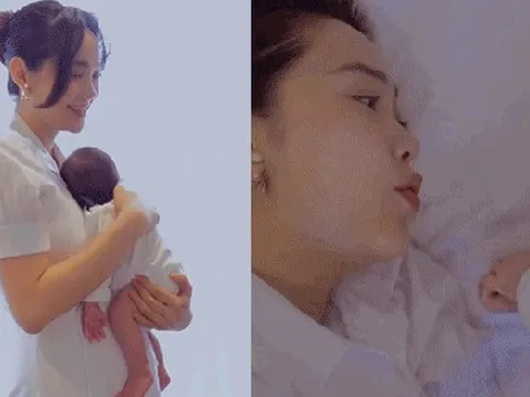 Minh Hằng khoe clip chăm sóc quý tử hào môn, để lộ cận sắc vóc hậu sinh nở