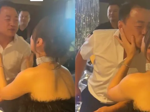 Phương Oanh và Shark Bình sánh đôi trong tiệc sinh nhật, công khai "khoá môi" cực ngọt