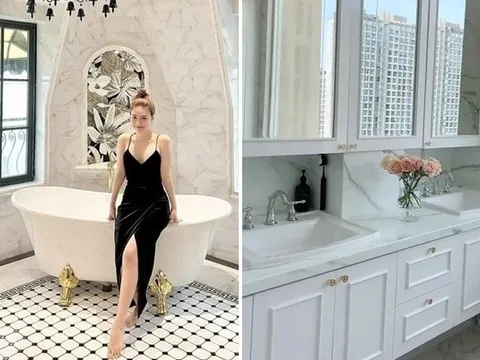 Hội nhà giàu vung tiền tỷ vào phòng tắm: Gắn đèn chùm lộng lẫy như phòng khách, nội thất thông minh vỗ về chủ