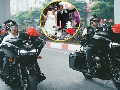 Phố Hà Nội xôn xao đoàn rước dâu bằng dàn mô tô 20 tỷ, gia thế "không phải dạng vừa"