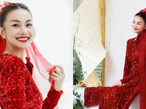 Cô dâu Thanh Hằng diện áo dài lấp lánh sequin, cảm hứng từ bộ áo cưới của mẹ