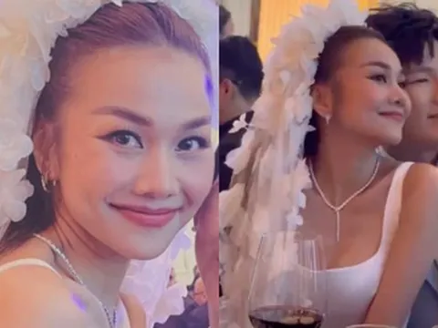 Thanh Hằng khoe visual xịn khi thay váy cưới thứ 2 vào lễ đường, cận vòng kim cương gây chú ý
