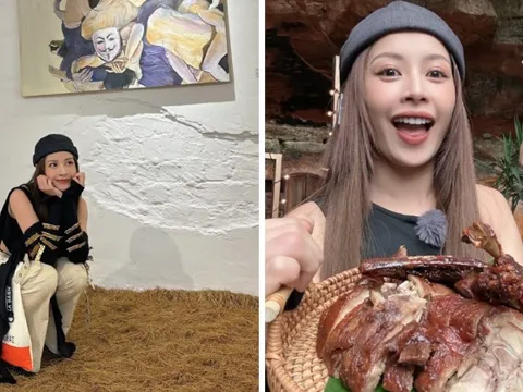 Chi Pu tham gia show ẩm thực Trung Quốc nhưng vẫn không quên quảng bá quán phở của mình thông qua hành động này