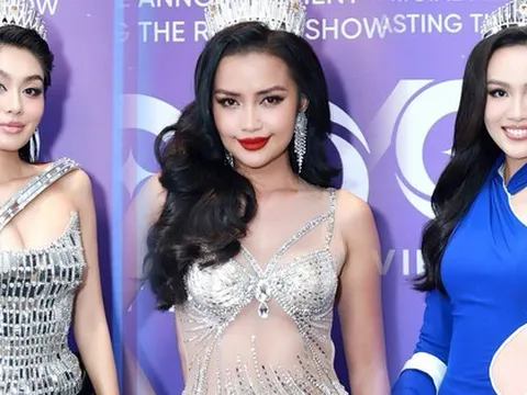 Thảm đỏ Miss Cosmo Vietnam 2023: Top 3 Hoa hậu Hoàn vũ Việt Nam 2022 diện đồ gợi cảm, đọ sắc cực gắt