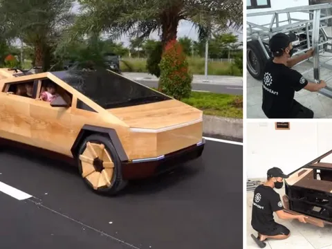 Thợ Việt chế xe Tesla bằng gỗ, báo Tây xem rồi suýt xoa: Làm tốt hơn cả Elon Musk