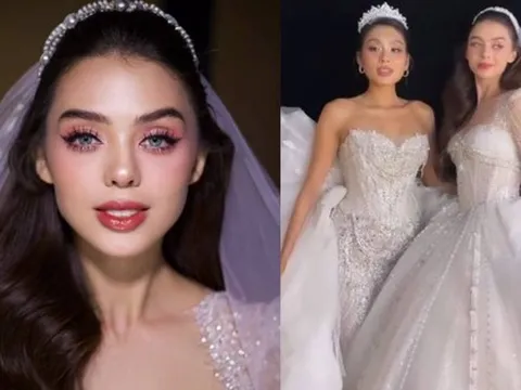 Vợ Tây của Bùi Tiến Dũng xinh đẹp lộng lẫy khi diện váy cô dâu, đọ sắc cùng Á hậu Thảo Nhi Lê