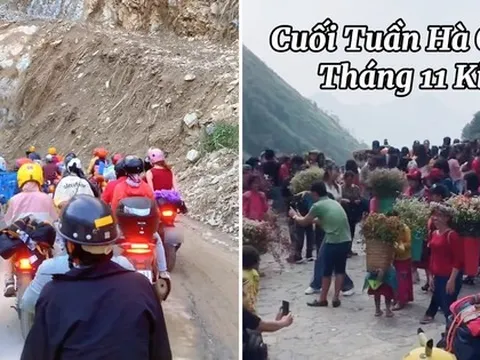 Hà Giang cuối tuần đông nghịt như "trảy hội", nhiều người phượt xe máy thành đoàn