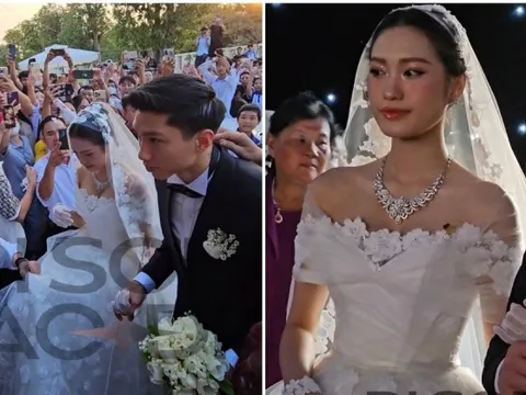 Hot nhất Thái Bình lúc này: Dân làng đổ xô xem đám cưới Đoàn Văn Hậu, visual cô dâu mặc váy cưới sáng bừng
