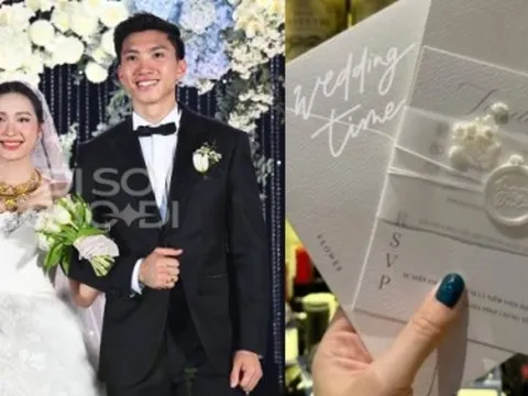 Hé lộ thiệp cưới của Đoàn Văn Hậu - Doãn Hải My ở Hà Nội, tổ chức tại khách sạn 5 sao sang chảnh, dặn khách chú ý một điều