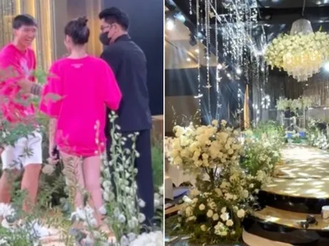 Hé lộ lễ đường đám cưới Đoàn Văn Hậu tại Hà Nội, bố Doãn Hải My tập dượt dắt con gái trao cho chàng rể