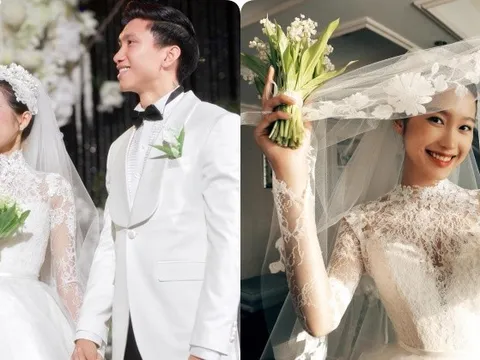 Cận cảnh bộ váy cưới đậm nét Hoàng gia của cô dâu Doãn Hải My, từng chi tiết thêu ren đều ẩn ý