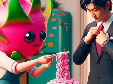 Bộ hình mì tôm thanh long vươn lên tầm "vũ trụ" khác khiến dân tình cười nghiêng ngả