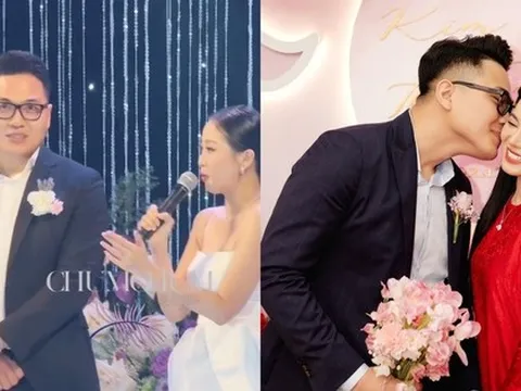Chú rể doanh nhân cưới nữ MC xinh đẹp thể hiện EQ cao khi nhận câu hỏi "thử lòng" ngay trên sân khấu